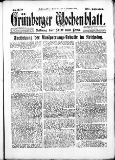 Grünberger Wochenblatt: Zeitung für Stadt und Land, No. 270. (15. November 1928)