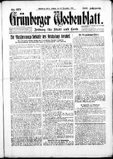 Grünberger Wochenblatt: Zeitung für Stadt und Land, No. 271. (16. November 1928)