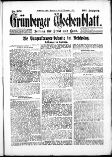 Grünberger Wochenblatt: Zeitung für Stadt und Land, No. 272. (17. November 1928)