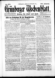 Grünberger Wochenblatt: Zeitung für Stadt und Land, No. 274. (20. November 1928)