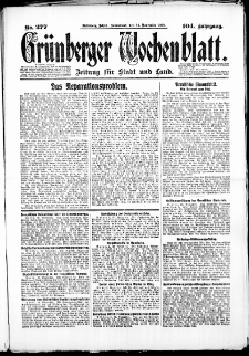 Grünberger Wochenblatt: Zeitung für Stadt und Land, No. 277. (24. November 1928)