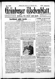 Grünberger Wochenblatt: Zeitung für Stadt und Land, No. 279. (27. November 1928)