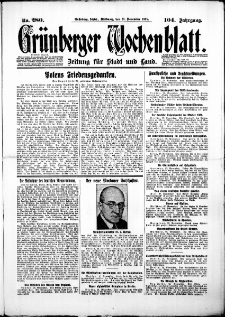 Grünberger Wochenblatt: Zeitung für Stadt und Land, No. 280. (28. November 1928)