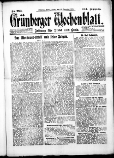 Grünberger Wochenblatt: Zeitung für Stadt und Land, No. 282. (30. November 1928)