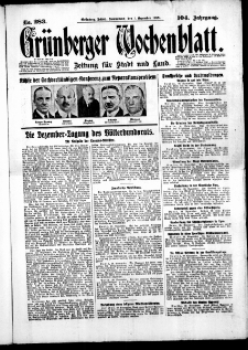 Grünberger Wochenblatt: Zeitung für Stadt und Land, No. 283. (1. Dezember 1928)