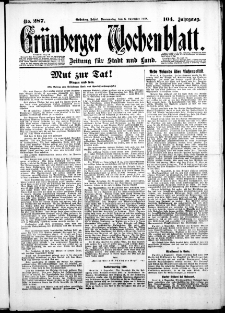 Grünberger Wochenblatt: Zeitung für Stadt und Land, No. 287. (6. Dezember 1928)