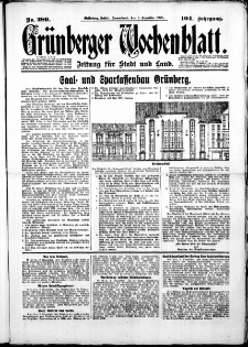 Grünberger Wochenblatt: Zeitung für Stadt und Land, No. 289. (8. Dezember 1928)