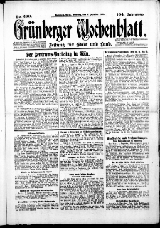 Grünberger Wochenblatt: Zeitung für Stadt und Land, No. 290. (9. Dezember 1928)