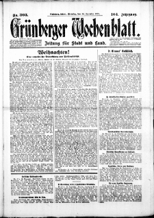 Grünberger Wochenblatt: Zeitung für Stadt und Land, No. 303. (25. Dezember 1928)