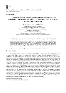 A comparison of the wind spectrum according to different methods - an original project of a building on a cliff in Gdynia