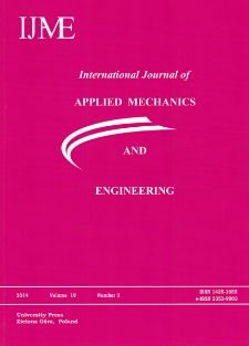 International Journal of Applied Mechanics and Engineering (IJAME), volume 19, number 3 (2014) - Contents