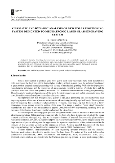 Kinematic and dynamic analysis of new polar positioning system dedicated to mechatronic laser glass engraving system