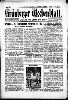 Grünberger Wochenblatt: Zeitung für Stadt und Land, No. 2. (3./4. Januar 1931)
