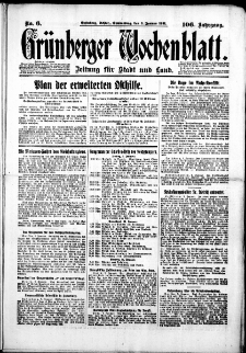 Grünberger Wochenblatt: Zeitung für Stadt und Land, No. 6. (8. Januar 1931)
