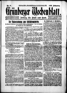 Grünberger Wochenblatt: Zeitung für Stadt und Land, No. 8. (10./11. Januar 1931)