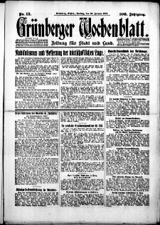 Grünberger Wochenblatt: Zeitung für Stadt und Land, No. 13. (16. Januar 1931)
