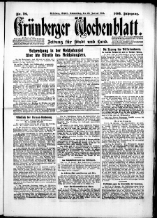Grünberger Wochenblatt: Zeitung für Stadt und Land, No. 18. (22. Januar 1931)