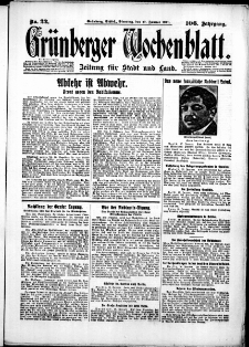 Grünberger Wochenblatt: Zeitung für Stadt und Land, No. 22. (27. Januar 1931)