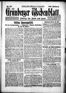 Grünberger Wochenblatt: Zeitung für Stadt und Land, No. 23. (28. Januar 1931)