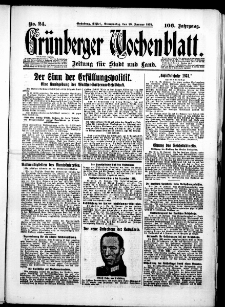 Grünberger Wochenblatt: Zeitung für Stadt und Land, No. 24. (29. Januar 1931)