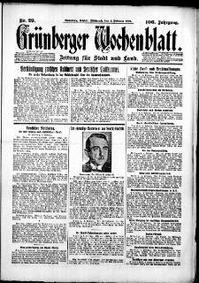 Grünberger Wochenblatt: Zeitung für Stadt und Land, No. 29. (4. Februar 1931)