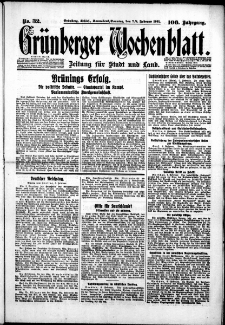 Grünberger Wochenblatt: Zeitung für Stadt und Land, No. 32. (7./8. Februar 1931)