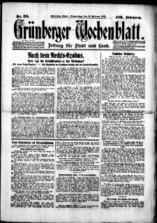 Grünberger Wochenblatt: Zeitung für Stadt und Land, No. 36. (12. Februar 1931)