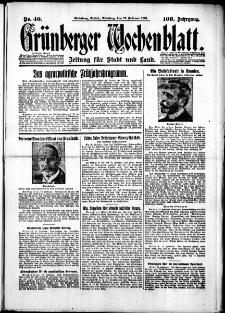 Grünberger Wochenblatt: Zeitung für Stadt und Land, No. 40. (17. Februar 1931)