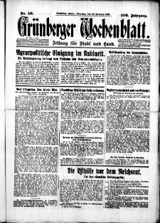 Grünberger Wochenblatt: Zeitung für Stadt und Land, No. 46. (24. Februar 1931)