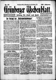 Grünberger Wochenblatt: Zeitung für Stadt und Land, No. 48. (26. Februar 1931)