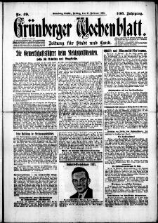 Grünberger Wochenblatt: Zeitung für Stadt und Land, No. 49. (27. Februar 1931)