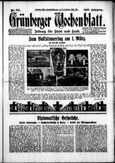 Grünberger Wochenblatt: Zeitung für Stadt und Land, No. 50. (28. Februar 1931)