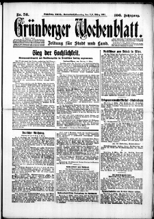 Grünberger Wochenblatt: Zeitung für Stadt und Land, No. 56. (7./8. März 1931)