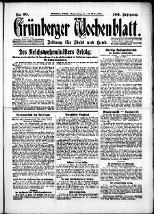 Grünberger Wochenblatt: Zeitung für Stadt und Land, No. 60. (12. März 1931)
