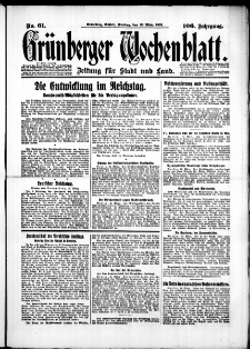 Grünberger Wochenblatt: Zeitung für Stadt und Land, No. 61. (13. März 1931)