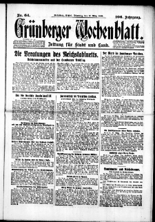 Grünberger Wochenblatt: Zeitung für Stadt und Land, No. 64. (17. März 1931)