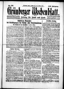 Grünberger Wochenblatt: Zeitung für Stadt und Land, No. 65. (18. März 1931)