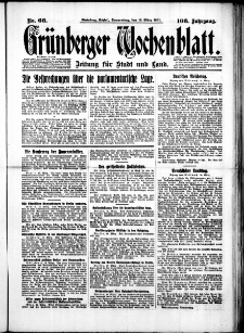 Grünberger Wochenblatt: Zeitung für Stadt und Land, No. 66. (19. März 1931)