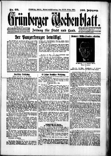 Grünberger Wochenblatt: Zeitung für Stadt und Land, No. 68. (21./22. März 1931)