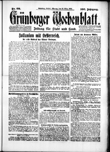 Grünberger Wochenblatt: Zeitung für Stadt und Land, No. 69. (23. März 1931)