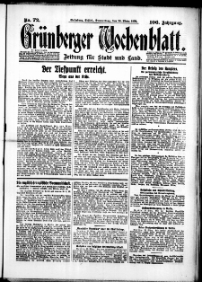 Grünberger Wochenblatt: Zeitung für Stadt und Land, No. 72. (26. März 1931)