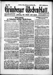 Grünberger Wochenblatt: Zeitung für Stadt und Land, No. 75. (30. März 1931)