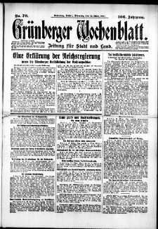 Grünberger Wochenblatt: Zeitung für Stadt und Land, No. 76. (31. März 1931)