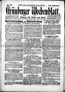 Grünberger Wochenblatt: Zeitung für Stadt und Land, No. 78. (2./3. April 1931)