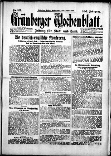 Grünberger Wochenblatt: Zeitung für Stadt und Land, No. 82. (9. April 1931)