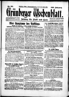 Grünberger Wochenblatt: Zeitung für Stadt und Land, No. 90. (18./19. April 1931)