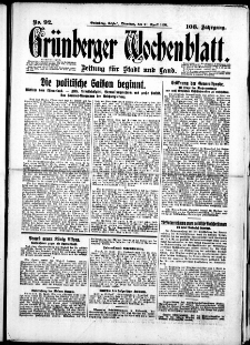 Grünberger Wochenblatt: Zeitung für Stadt und Land, No. 92. (21. April 1931)