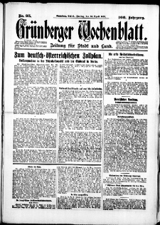 Grünberger Wochenblatt: Zeitung für Stadt und Land, No. 95. (24. April 1931)