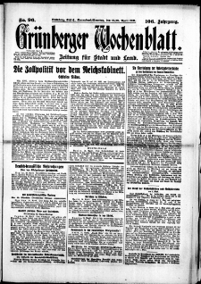 Grünberger Wochenblatt: Zeitung für Stadt und Land, No. 96. (25./26. April 1931)
