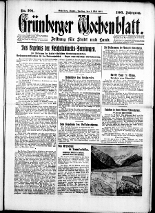 Grünberger Wochenblatt: Zeitung für Stadt und Land, No. 101. (1. Mai 1931)